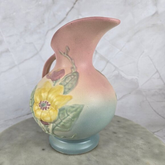 Vintage Hull Pottery Magnolia Matte Ewer Pink Yellow Blue Green Collectible - Picture 11 of 15